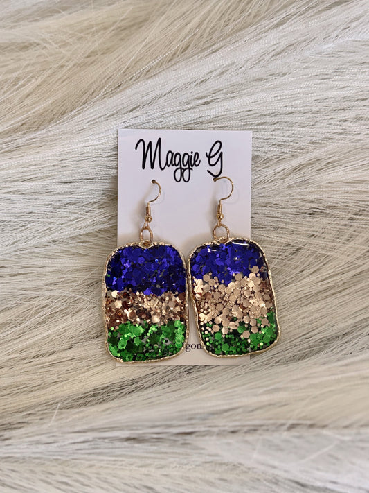 Mardi Gras Framed Earring