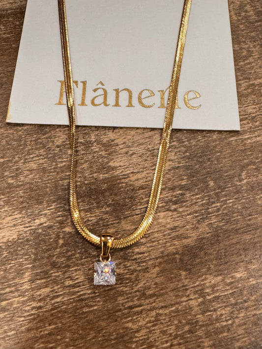 Golden Glow Solitaire Necklace