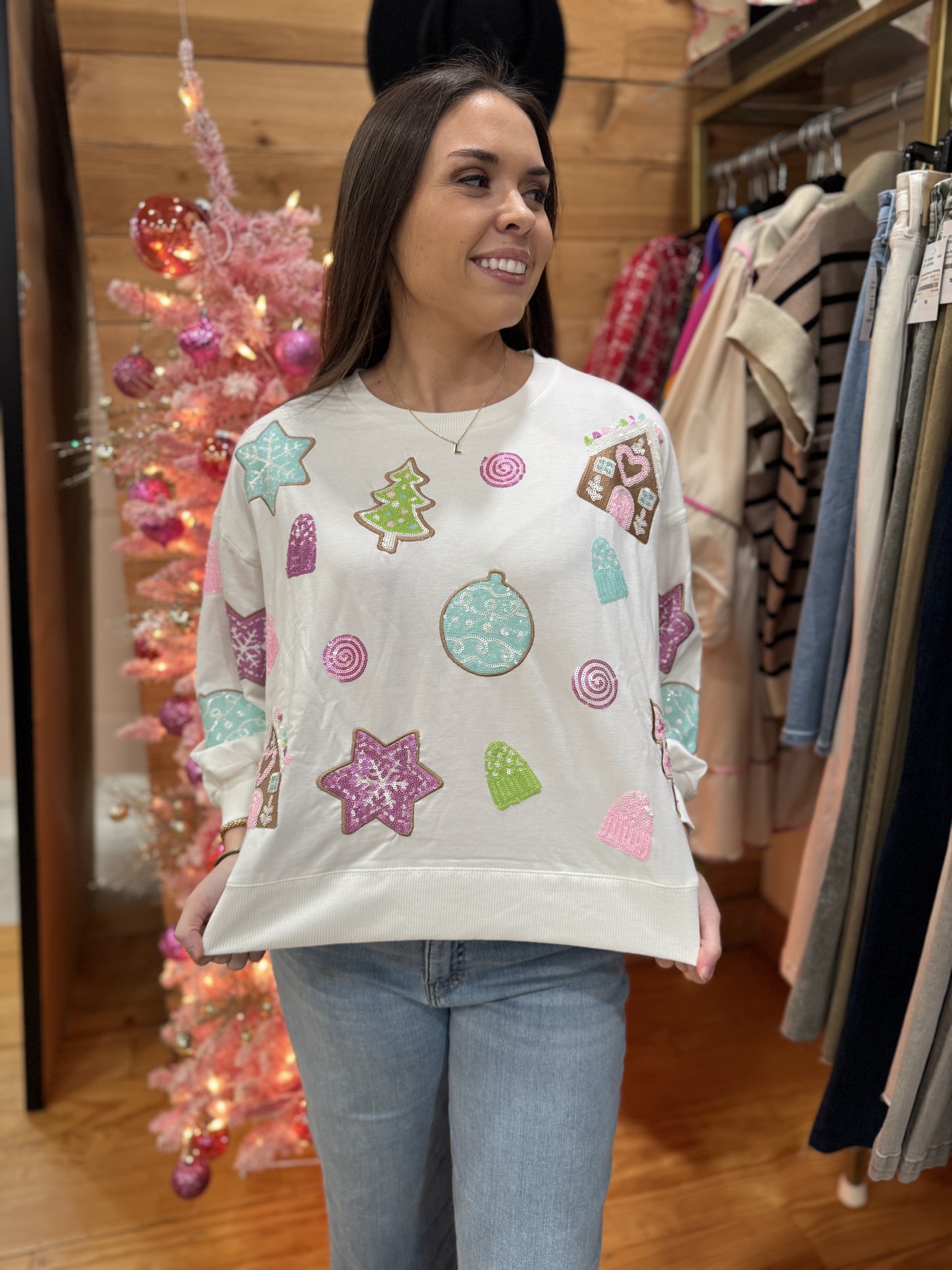 Gingerbread Glam Sequin Sweatshirt