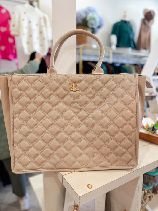 Nude Quilted Tote Bag