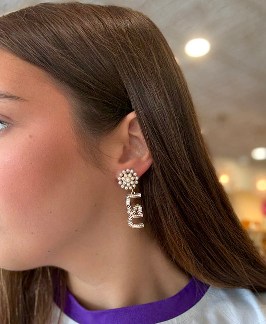 LSU Tigers Pearl Drop Earrings