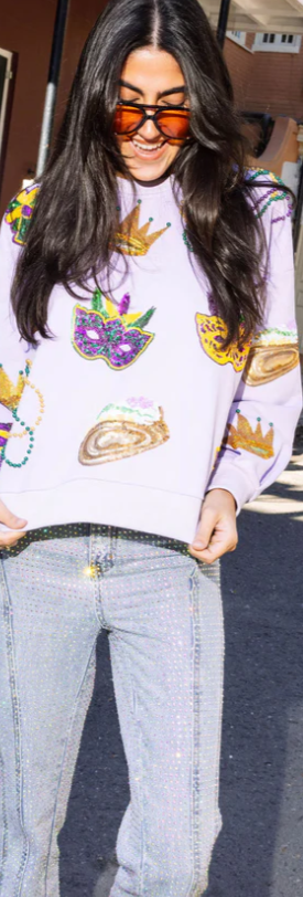 Lavender Mardi Gras Sweatshirt