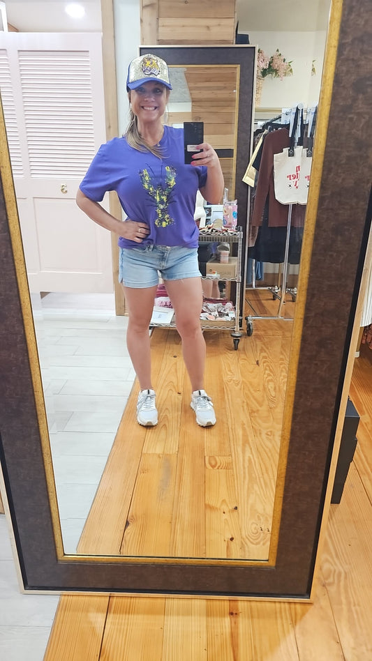 Mardi Gras Crawfish Purple Tee