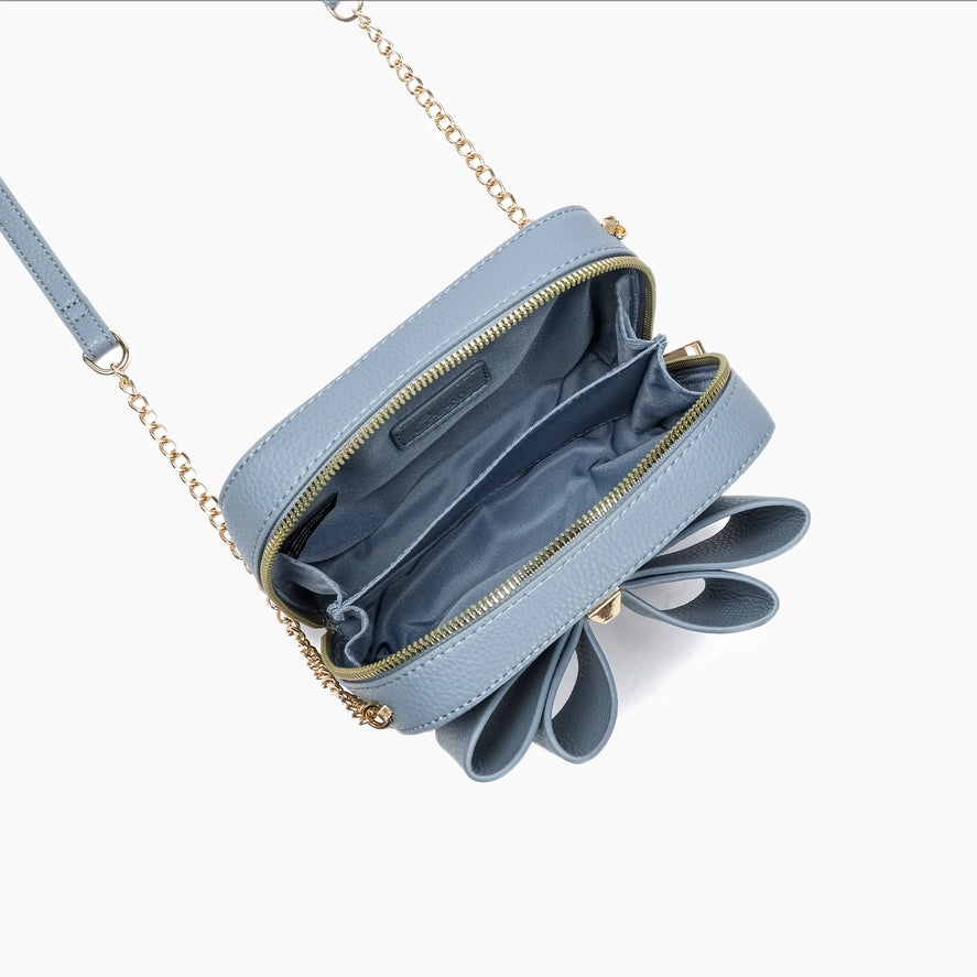 Chloe Bow Mini Crossbody- Denim Blue