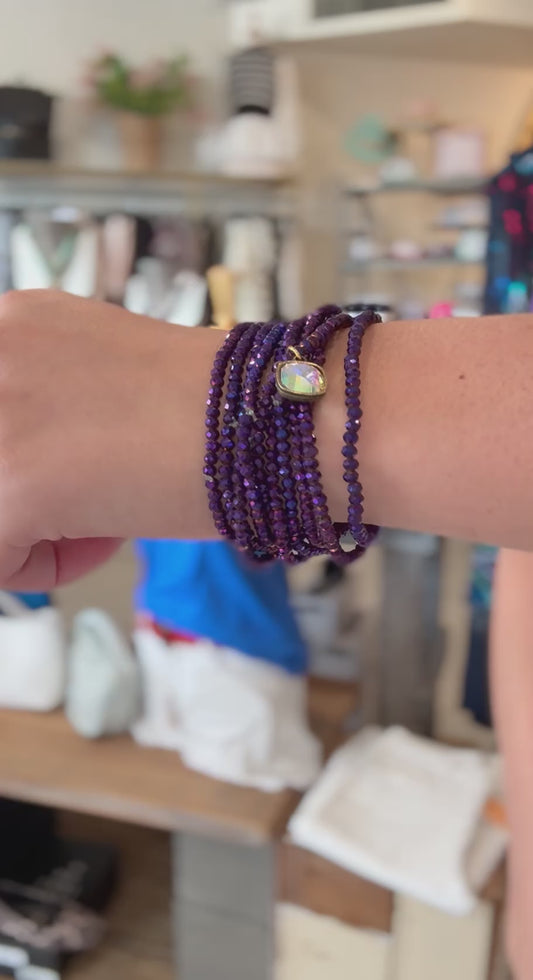 Australian Crystal Small Bead Bracelet Set Purple