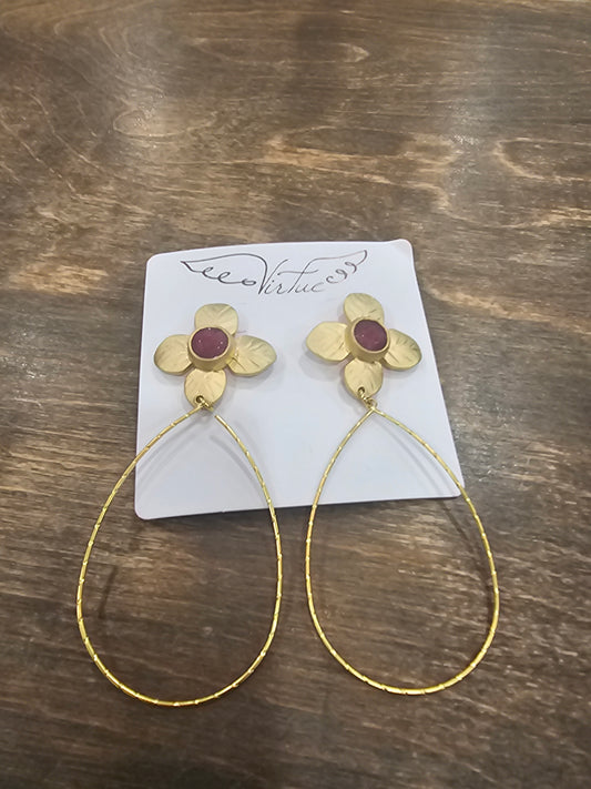Gemstone Flower Earrings