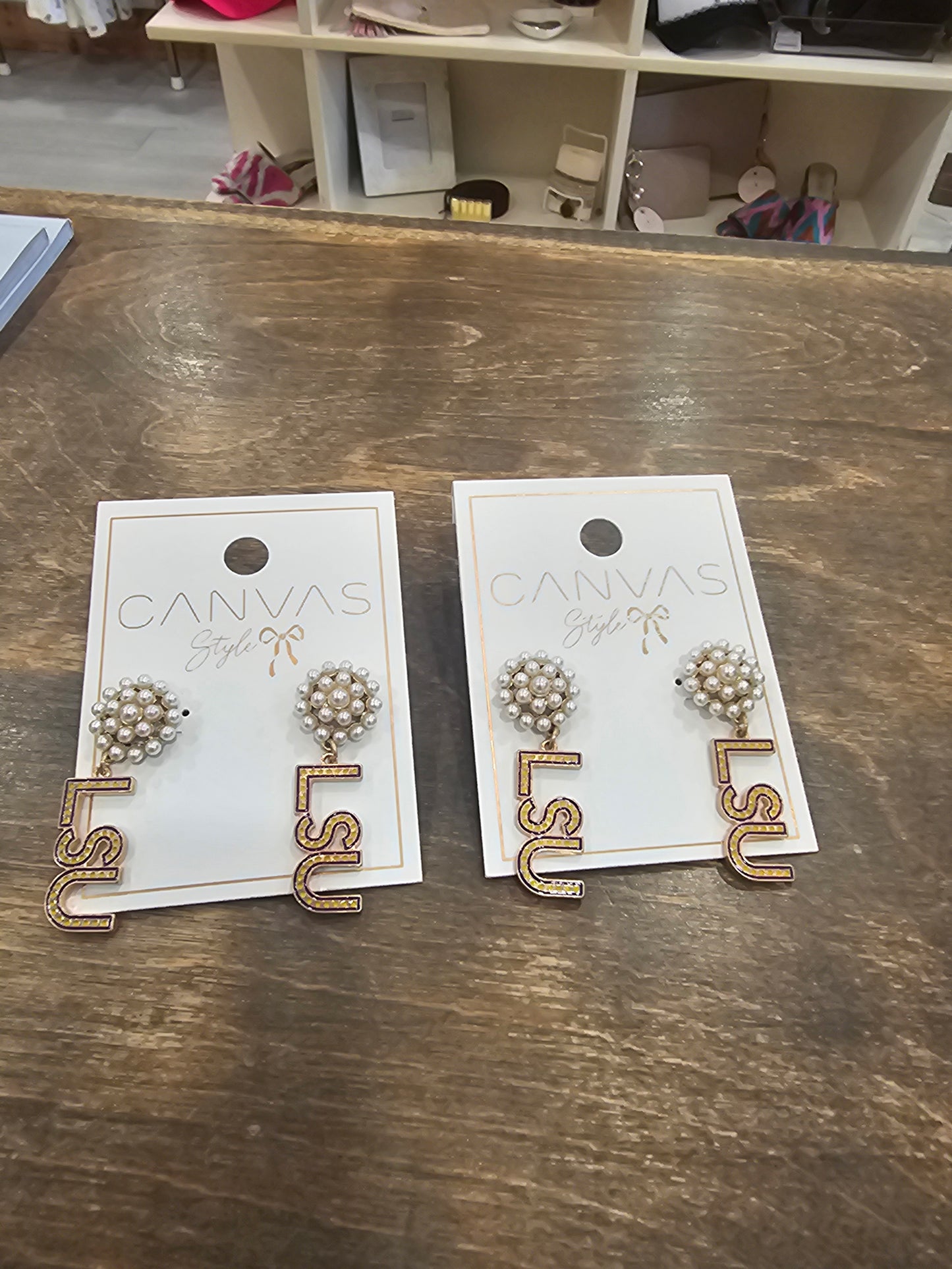 LSU Tigers Pearl Drop Earrings