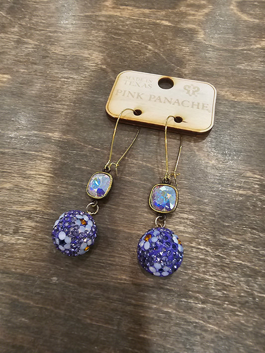 Crystal Mesh Floral Pattern Dangle Earring Australian Crystal