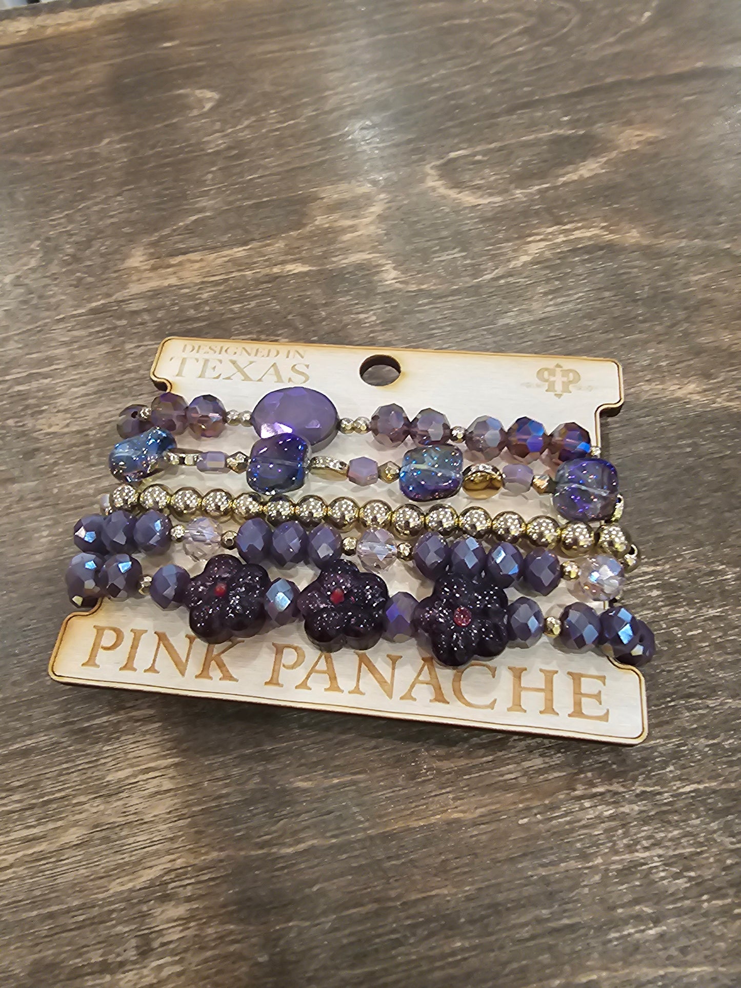Glass Bead Purple Bracelet Stack