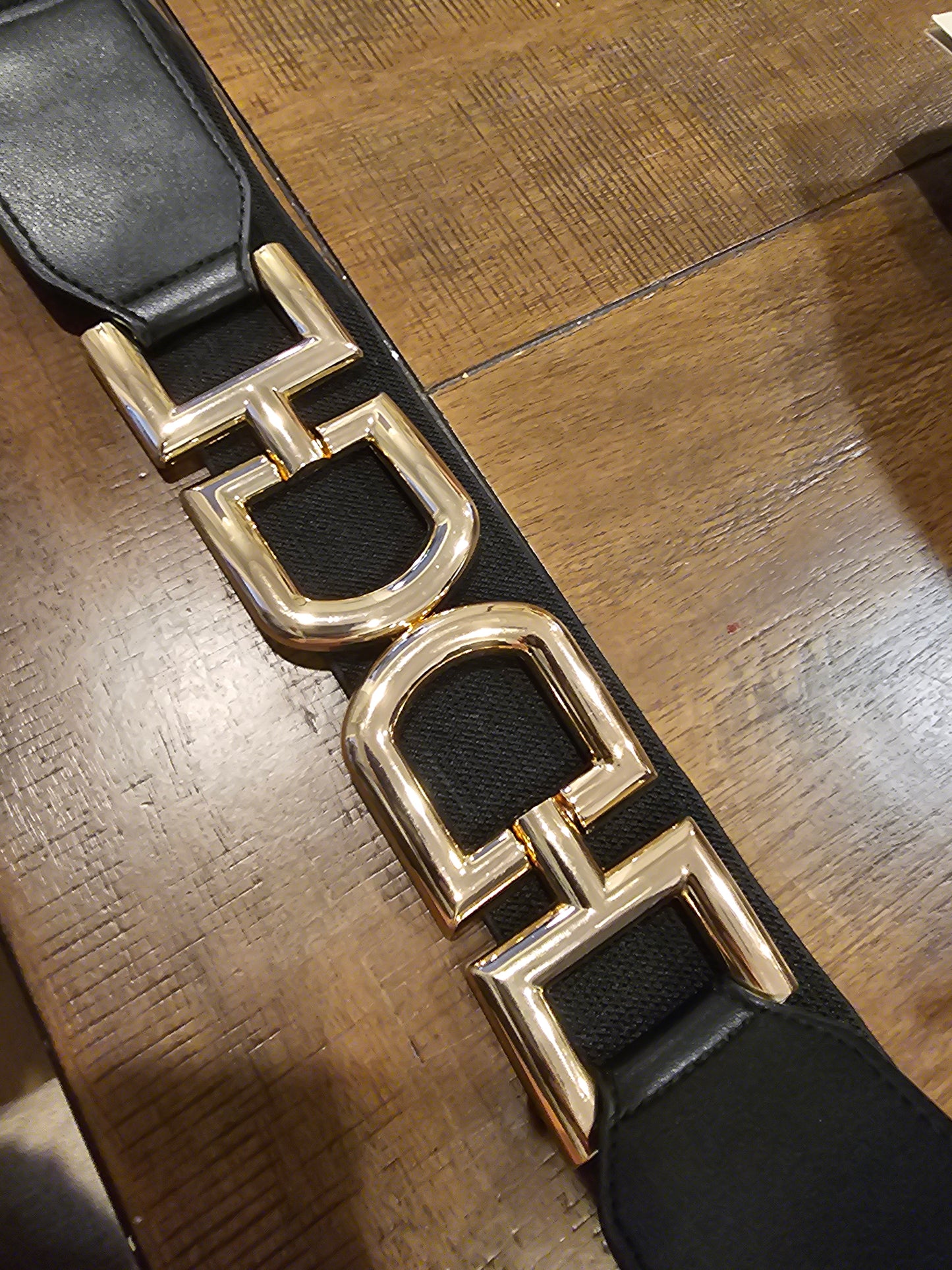 Black Belt Gold Buckle Stretch