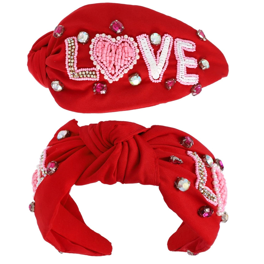 "Lost in Love" Red Beaded Headband