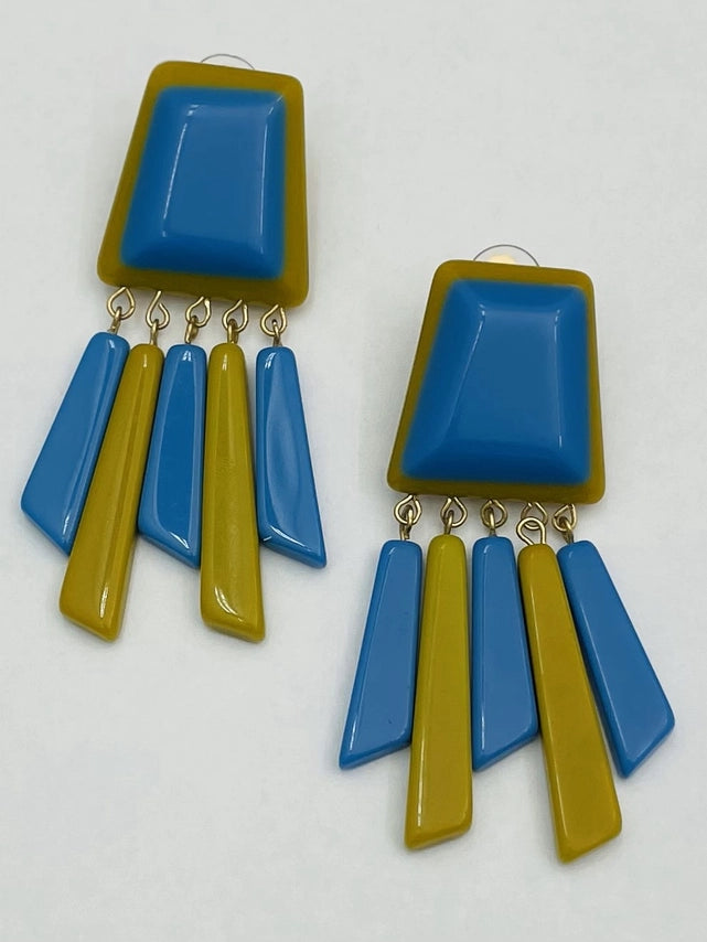 Can't Complain Blue Abstract Clip-On Earrings